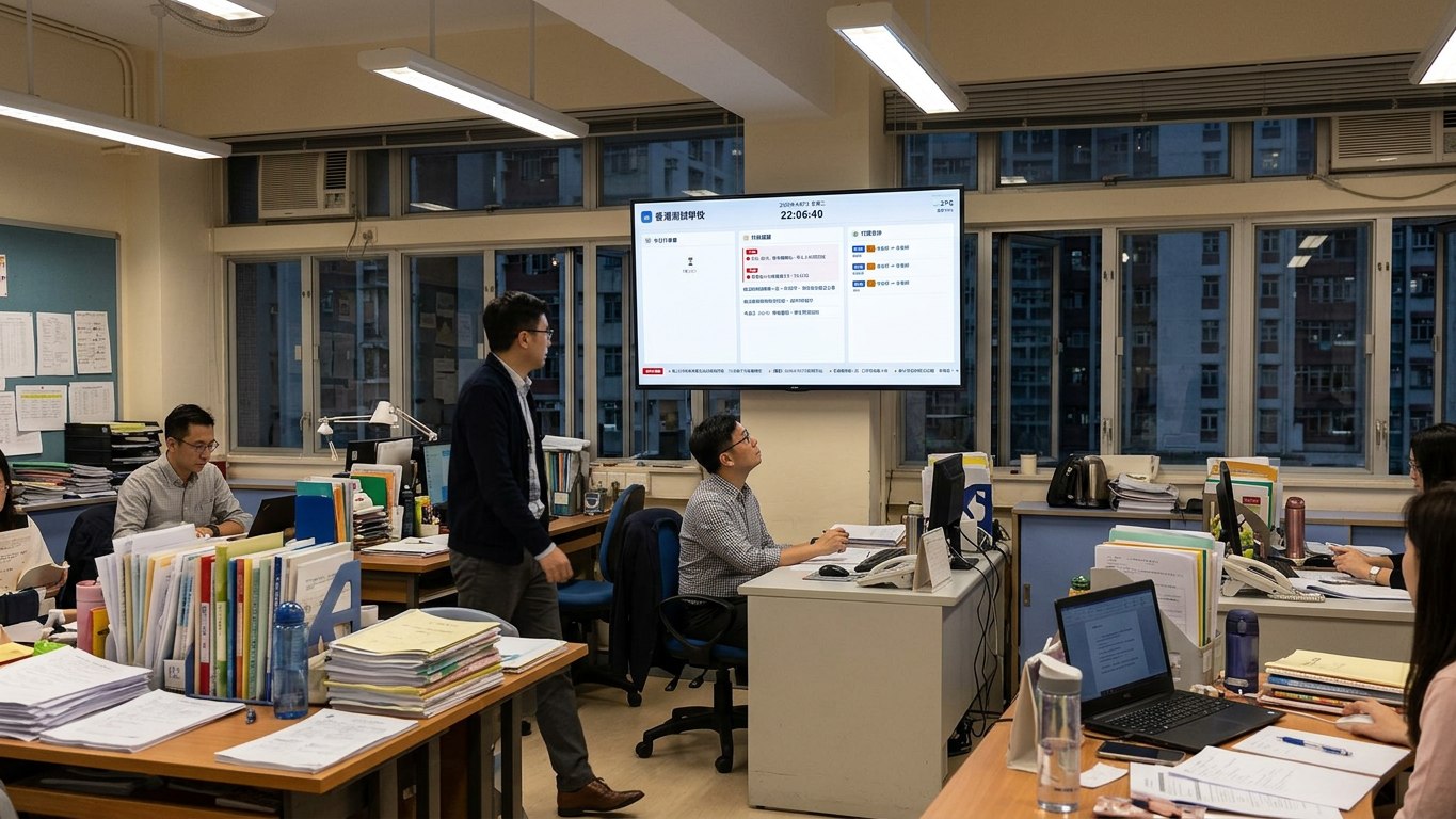 InfoBoard 實際安裝於教員室大電視