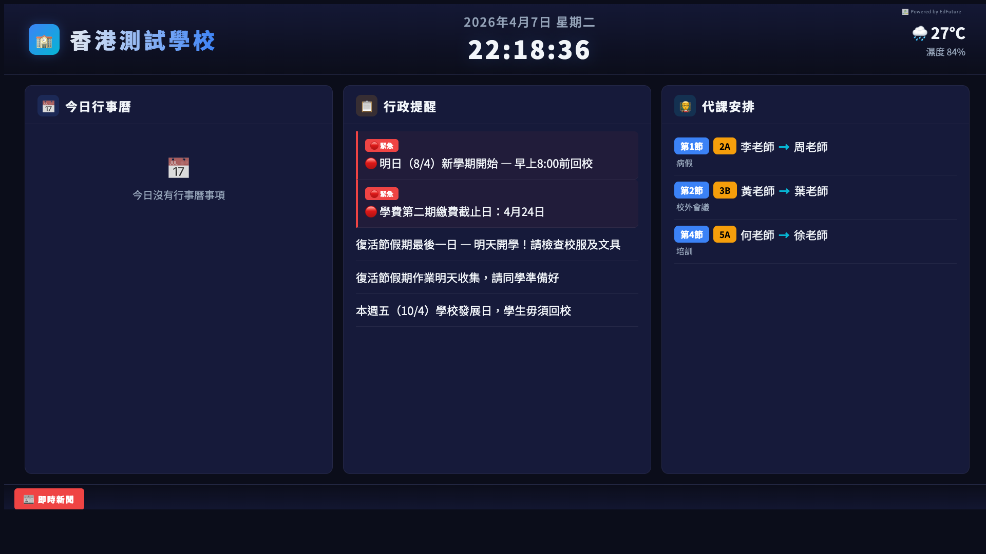 InfoBoard 看板實際畫面